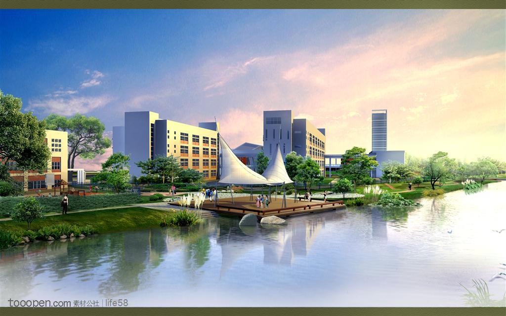 房地產(chǎn)園林景觀建筑設(shè)計(jì)效果圖psd模板 - 堆糖,美圖壁.